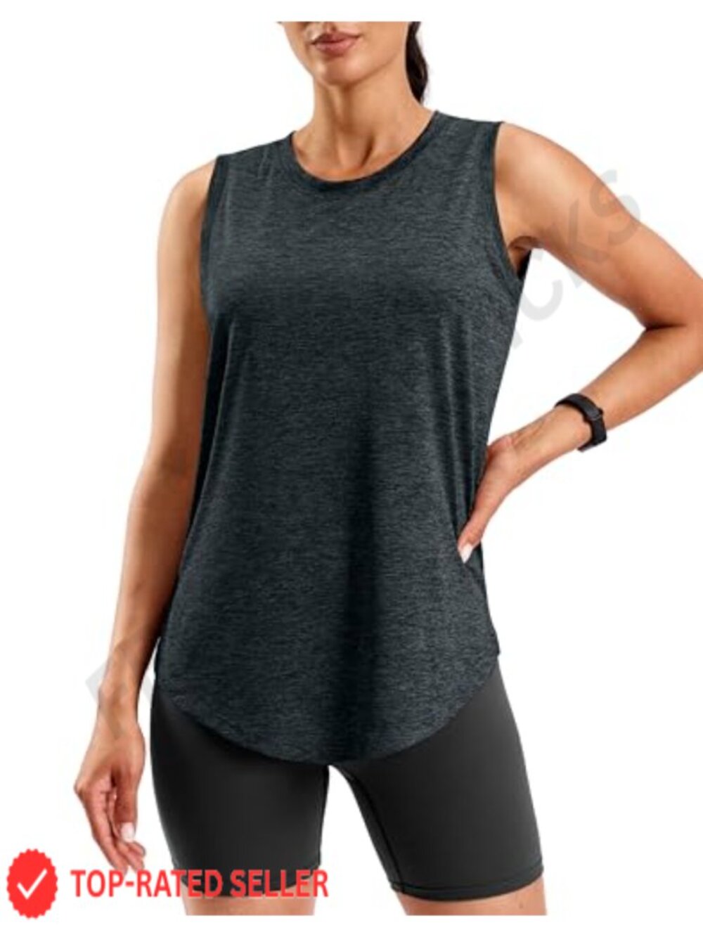 SANTINY Women's Lightweight Long Workout Tank Top Athletic Gym Loose Shirt